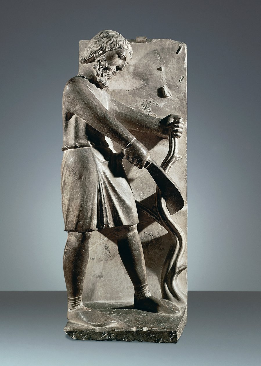 December, statue from Cycle of Months, Baptistery of Parma by Benedetto Antelami