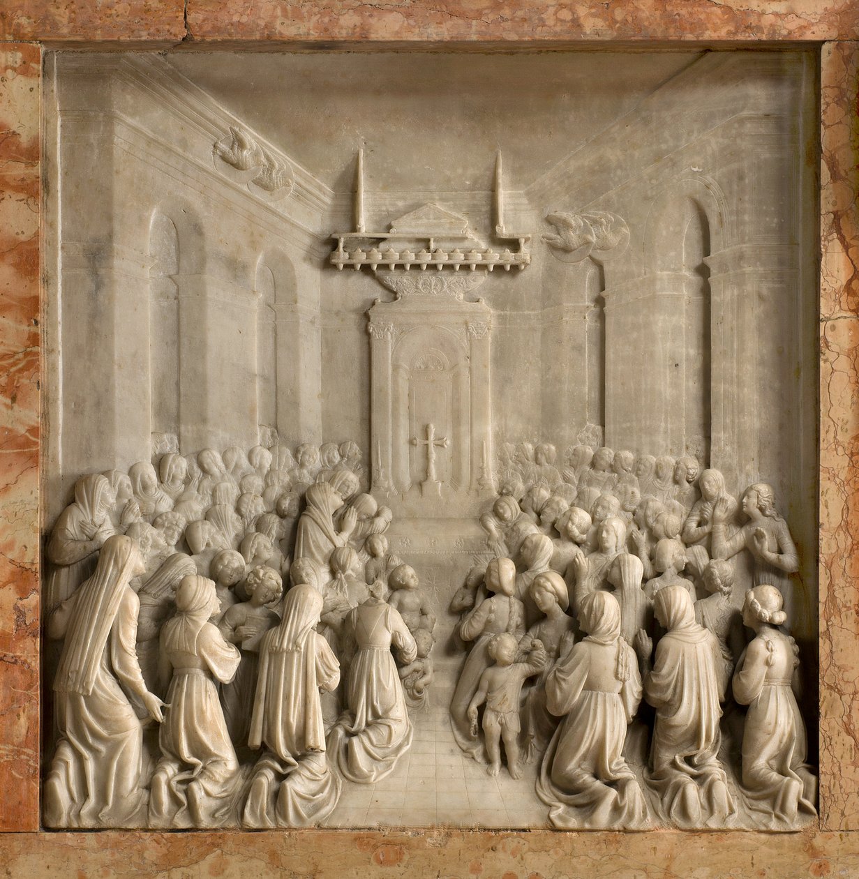 Crypt, Ark of Saints Marcellinus and Peter Exorcist, Benedict Briosco 1506-08, Miracle of Doves by Benedetto Briosco