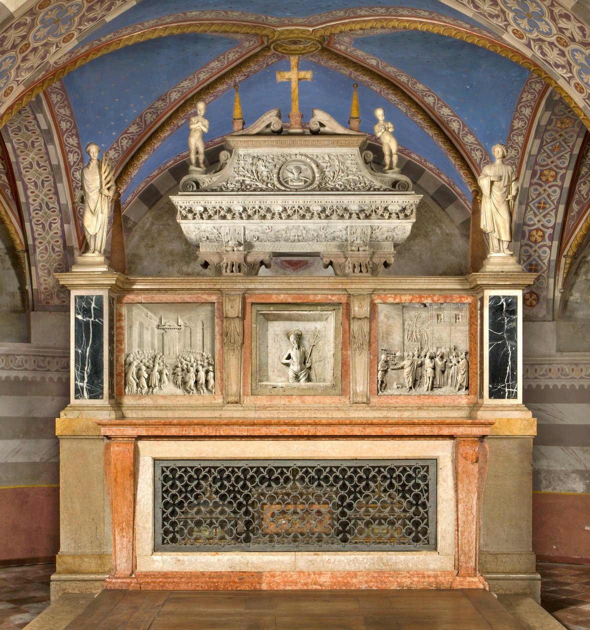 Crypt, High Altar with the Ark of Saints Marcellino and Peter Exorcist, Performed by Benedetto Briosco 1506-08, Recomposed by Matteo Galletti 1609 by Benedetto Briosco