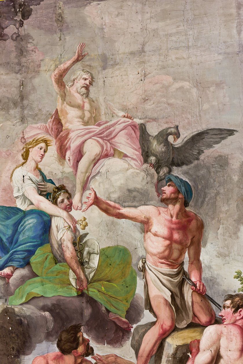 Allegorical Depiction of Olympus with Jupiter, Ceres, and Vulcan (detail) by Benedetto Cotarti
