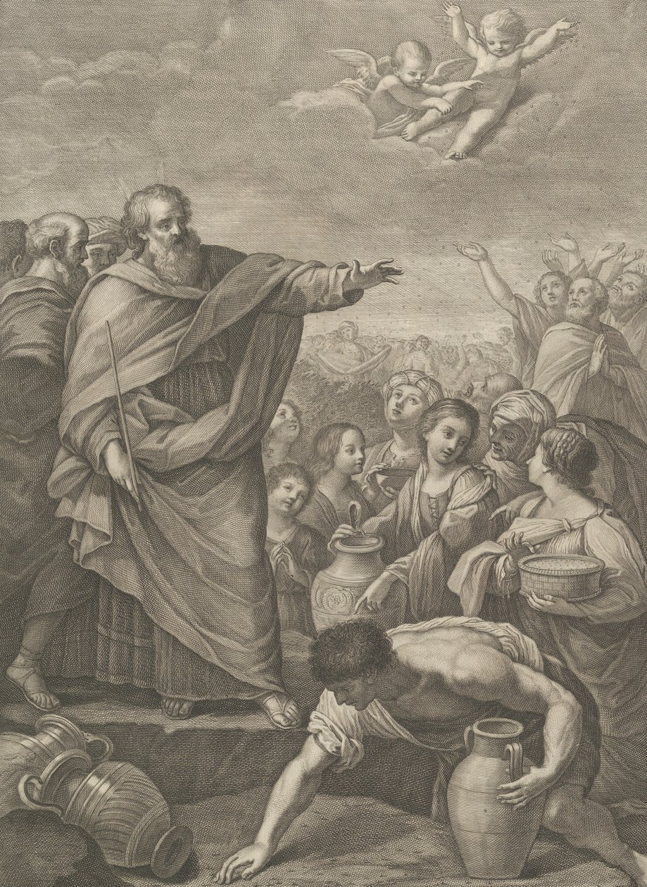 Moses with the Israelites Gathering Manna, 1776 by Benedetto Eredi