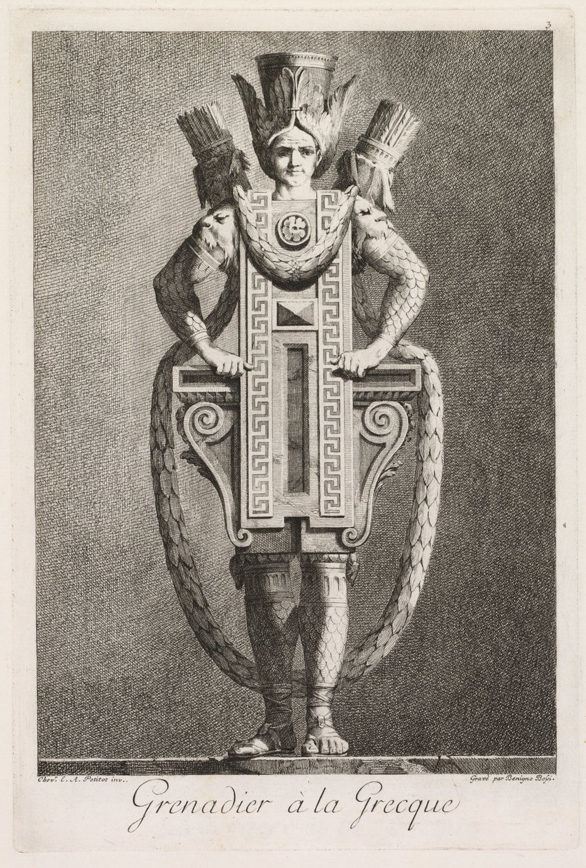 Mascarade à la Grecque: Grenadier à la Grecque Plate 3 by Benigno Bossi