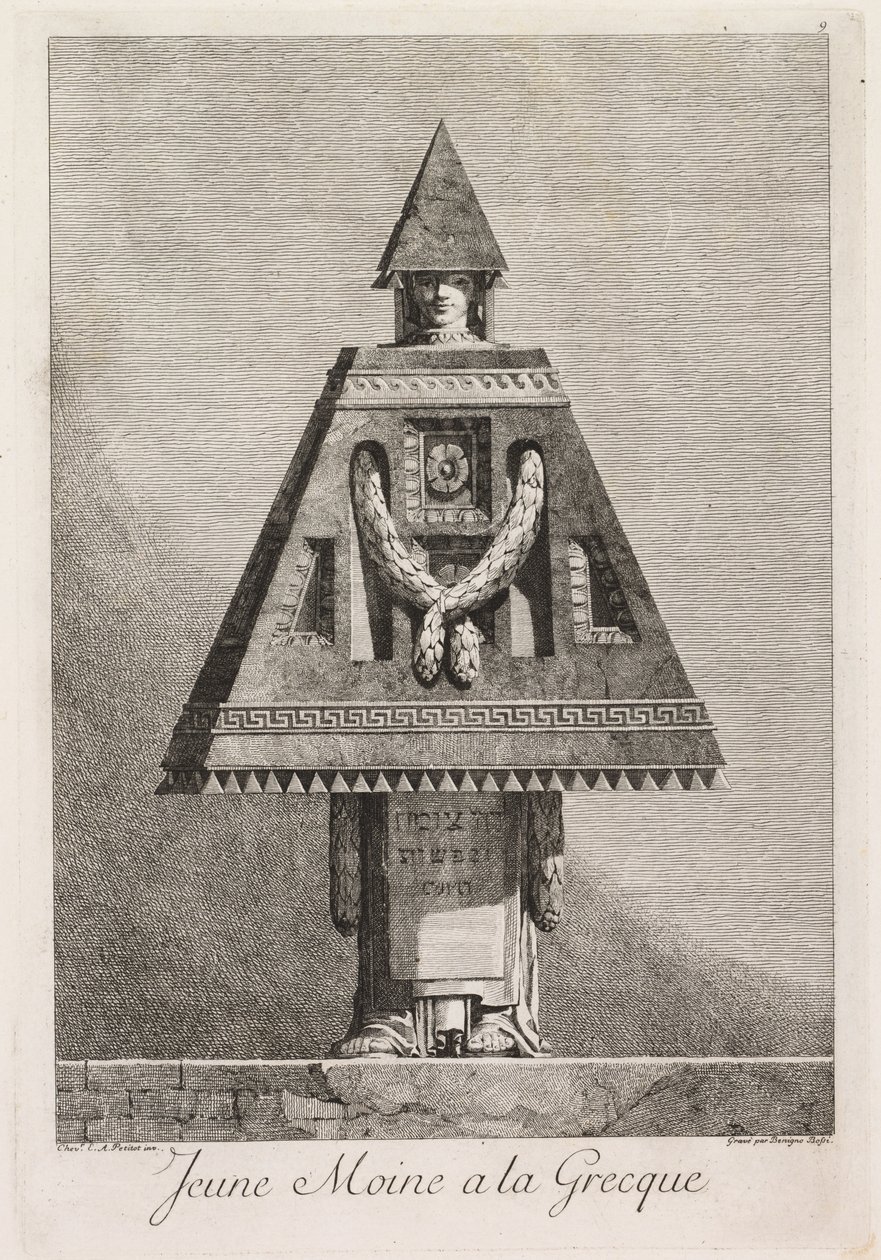 Mascarade à la Grecque: Jeune moine à la Grecque Plate 9, 1771 by Benigno Bossi