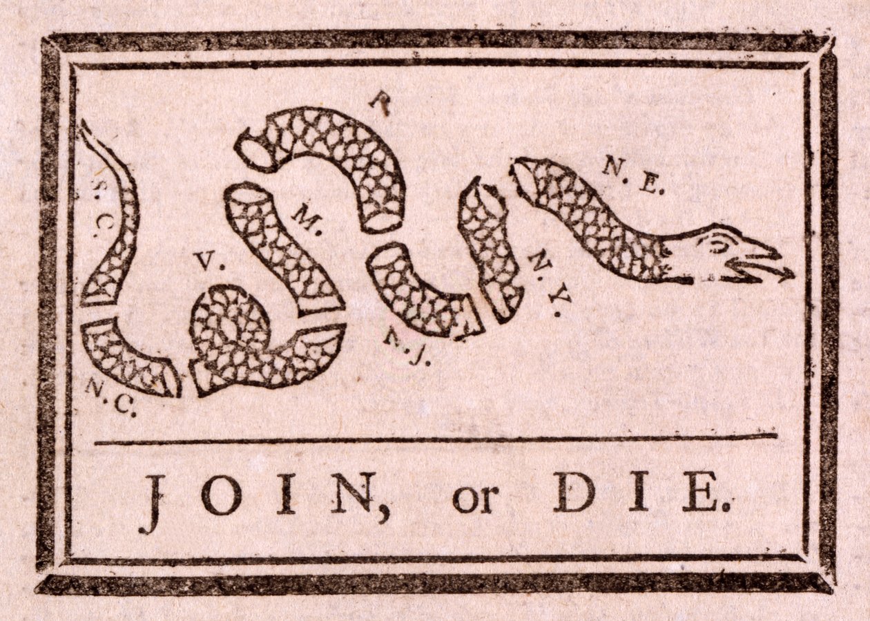 Join, or Die by Benjamin Franklin