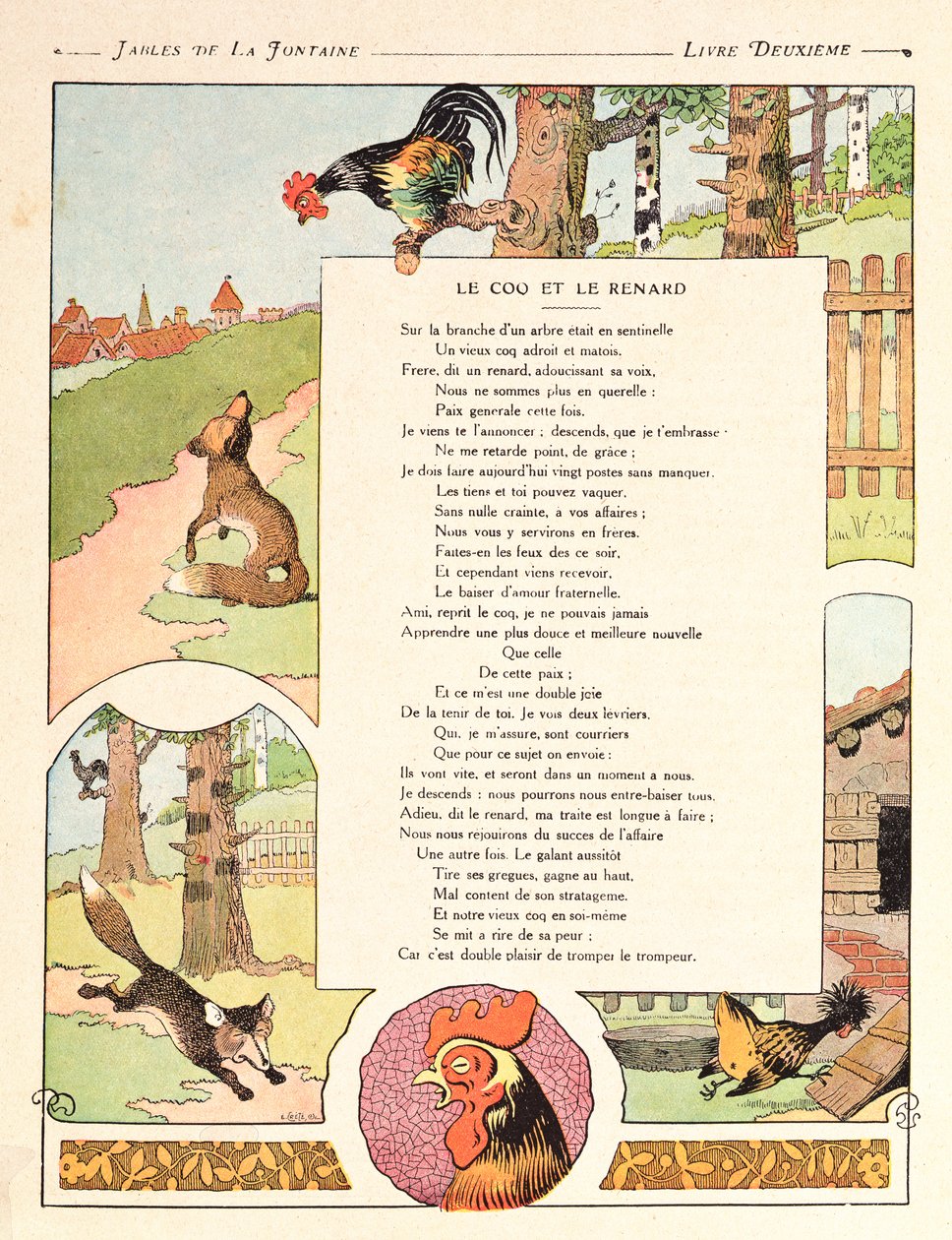 The Cockerel and the Fox, illustration from 