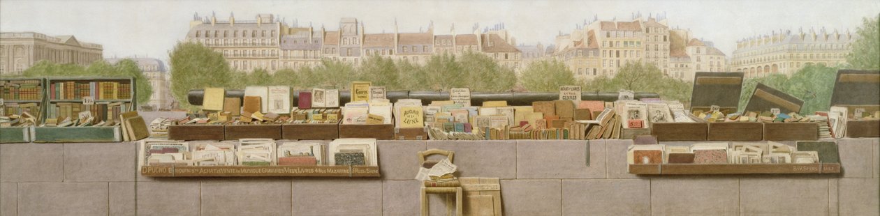 Book stalls along the River Seine, 1887 by Benjamin Walter Spiers