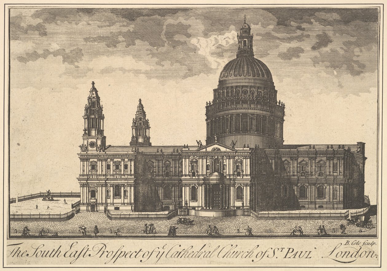 The South East Prospect of the Cathedral Church of St. Paul, London by Benjamin Cole