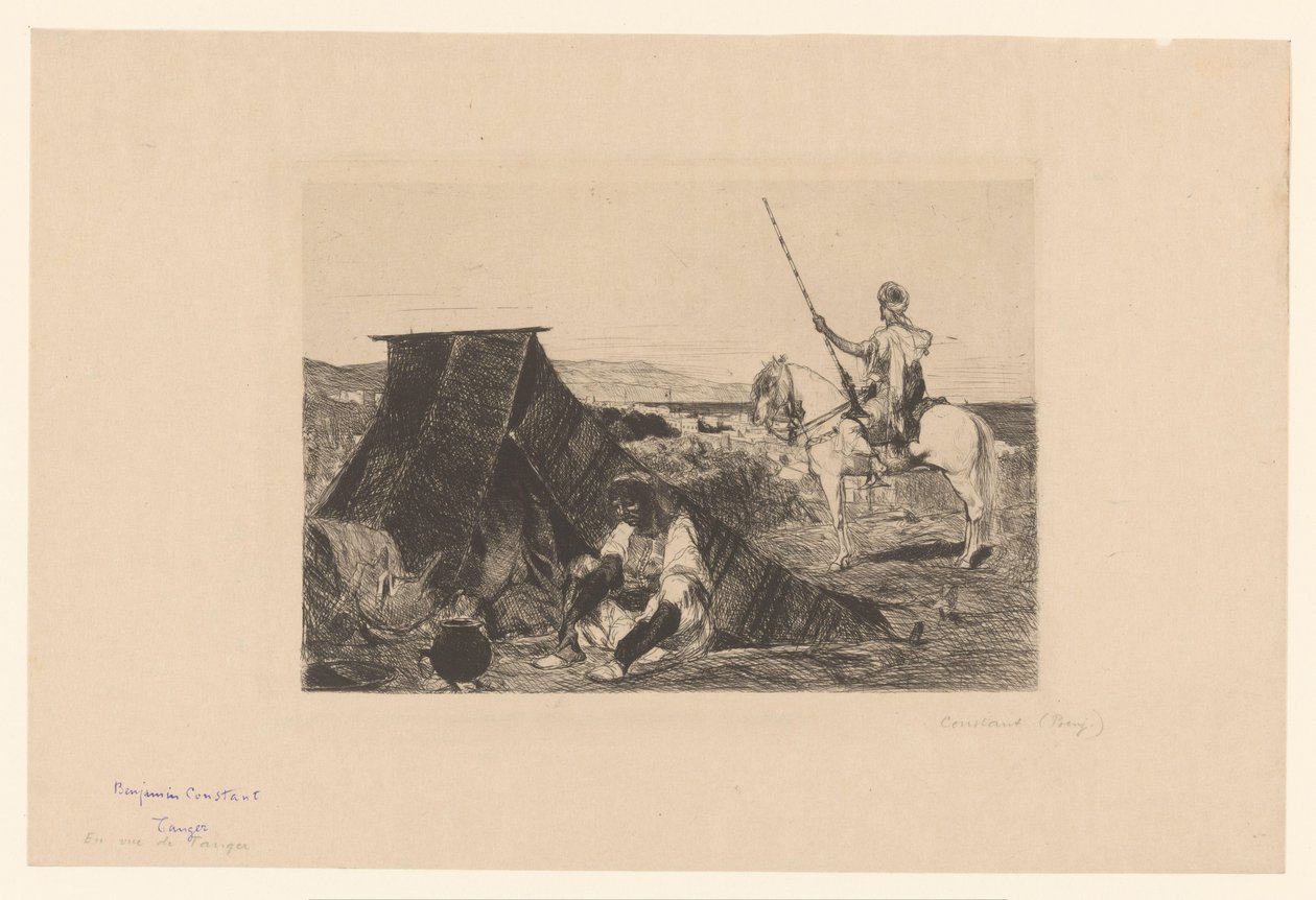Landscape with Tent and Rider (Etchings by Various Printmakers from 1877) by Benjamin  Constant