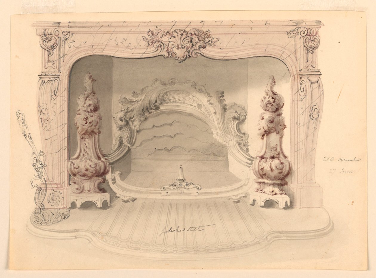 Chimneypiece Design with Cast-iron Grate by Benjamin Dean Wyatt