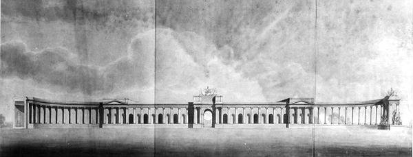 Perspective of Offices seen from the Great Court by Benjamin Dean Wyatt