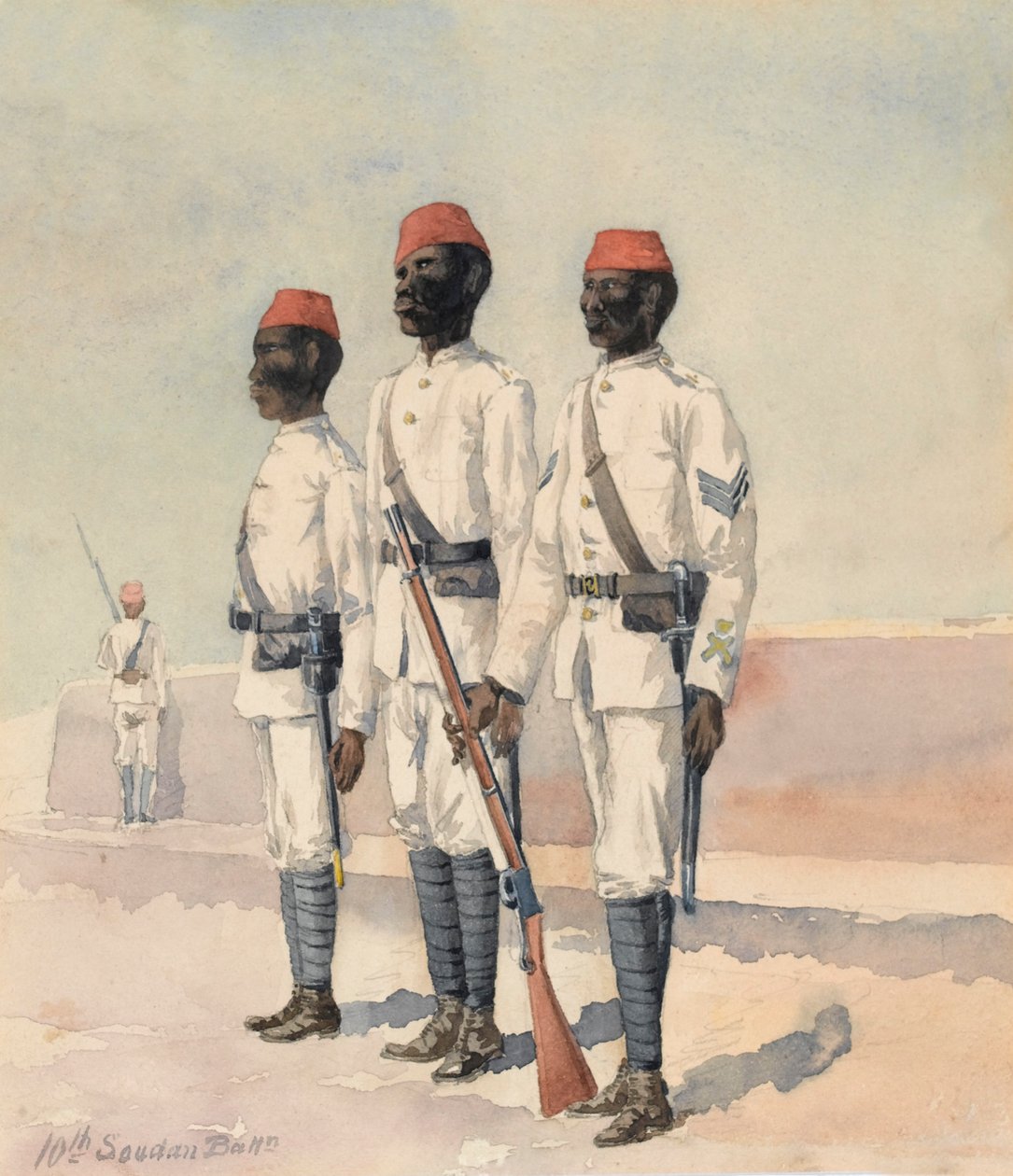 Sergeant and two Other Ranks from the 10th Sudanese Battalion, c.1889