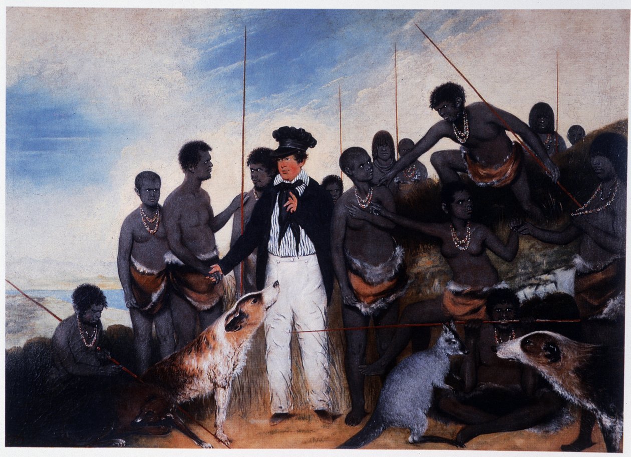 The Conciliation: Meeting of a Settler with a Group of Aboriginal People in Australia - by Benjamin Duterrau by Benjamin Duterrau