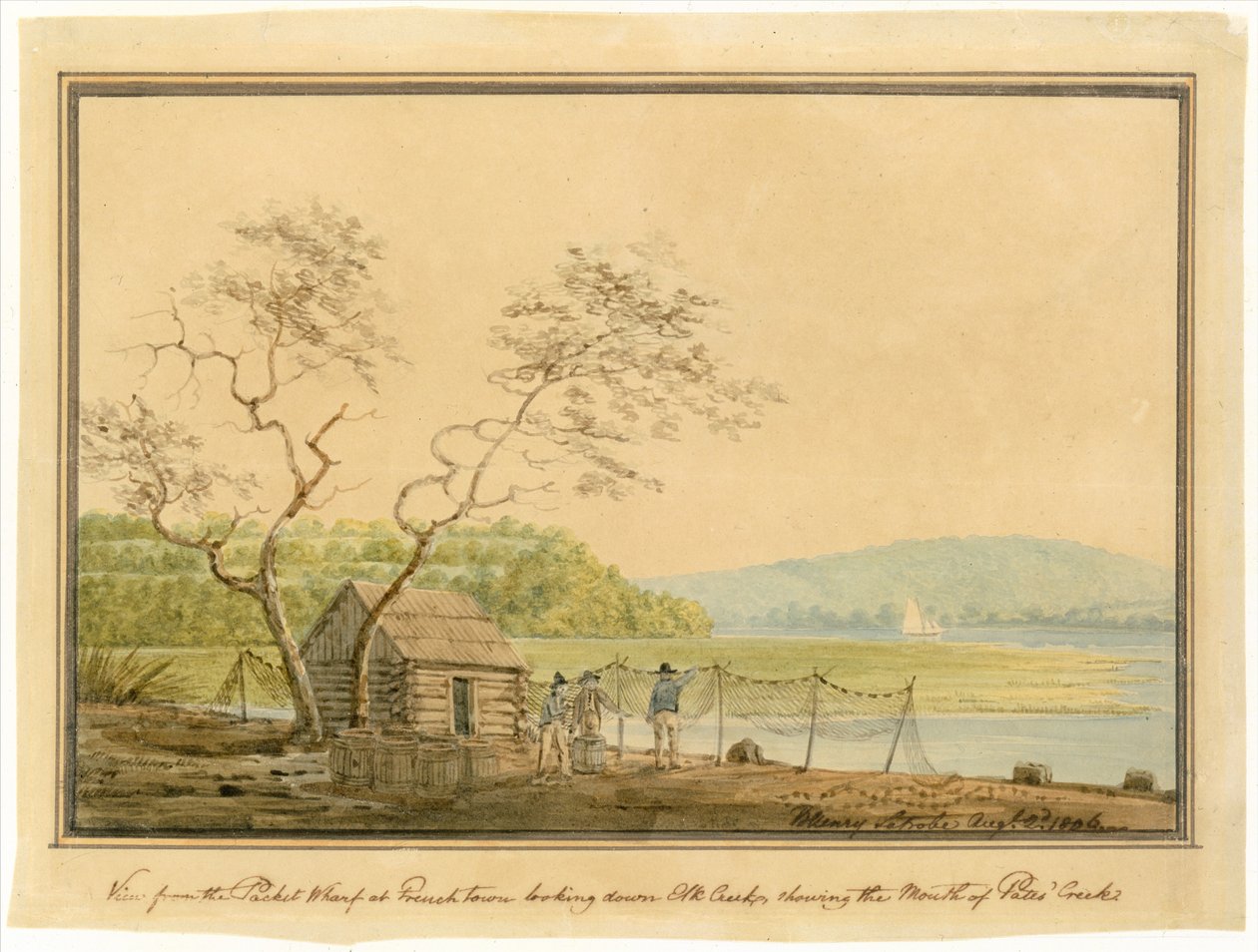 View from the Packet Wharf at Frenchtown Looking Down Elk Creek by Benjamin Henry Latrobe
