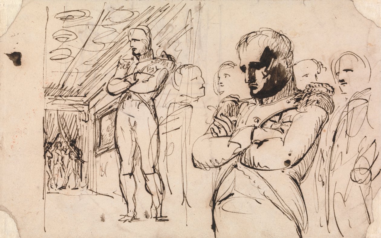 Studies of Napoleon, arms folded, with other figures by Benjamin Robert Haydon
