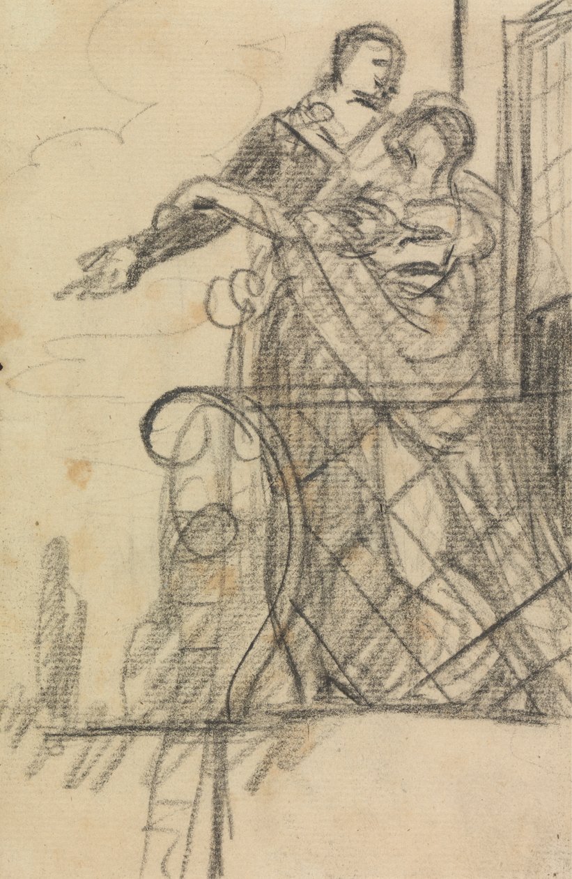 Study of Two Figures on a Balcony by Benjamin Robert Haydon