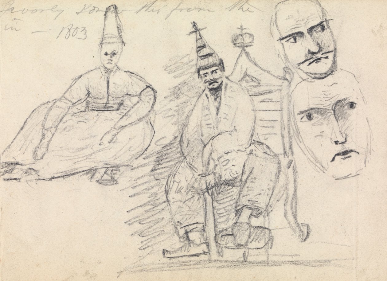 Study of Two Seated Men in Their Traditional Costume by Benjamin Robert Haydon