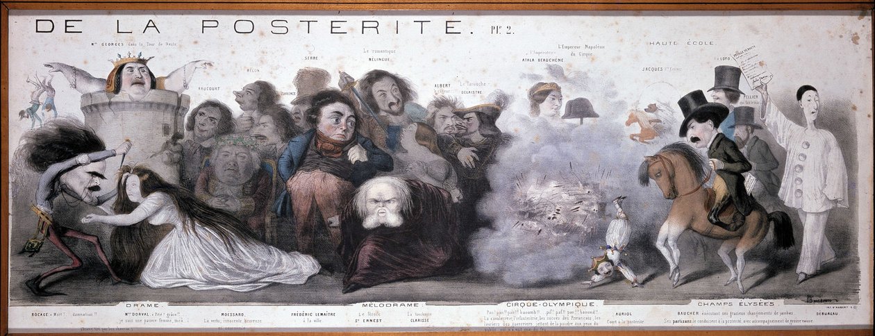 The great road to posterity: representation of tragedy and comedy (Dorval, etc...) - Lithography by Benjamin Roubaud, Maison de Balzac, Paris by Benjamin Roubaud