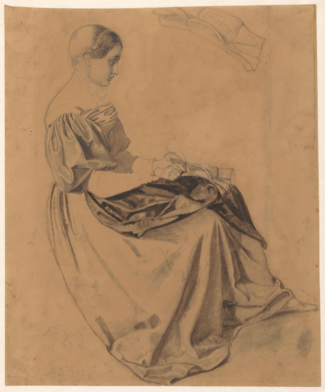 Seated Girl with a Letter; the Letter Repeated at the Top by Benjamin Vautier