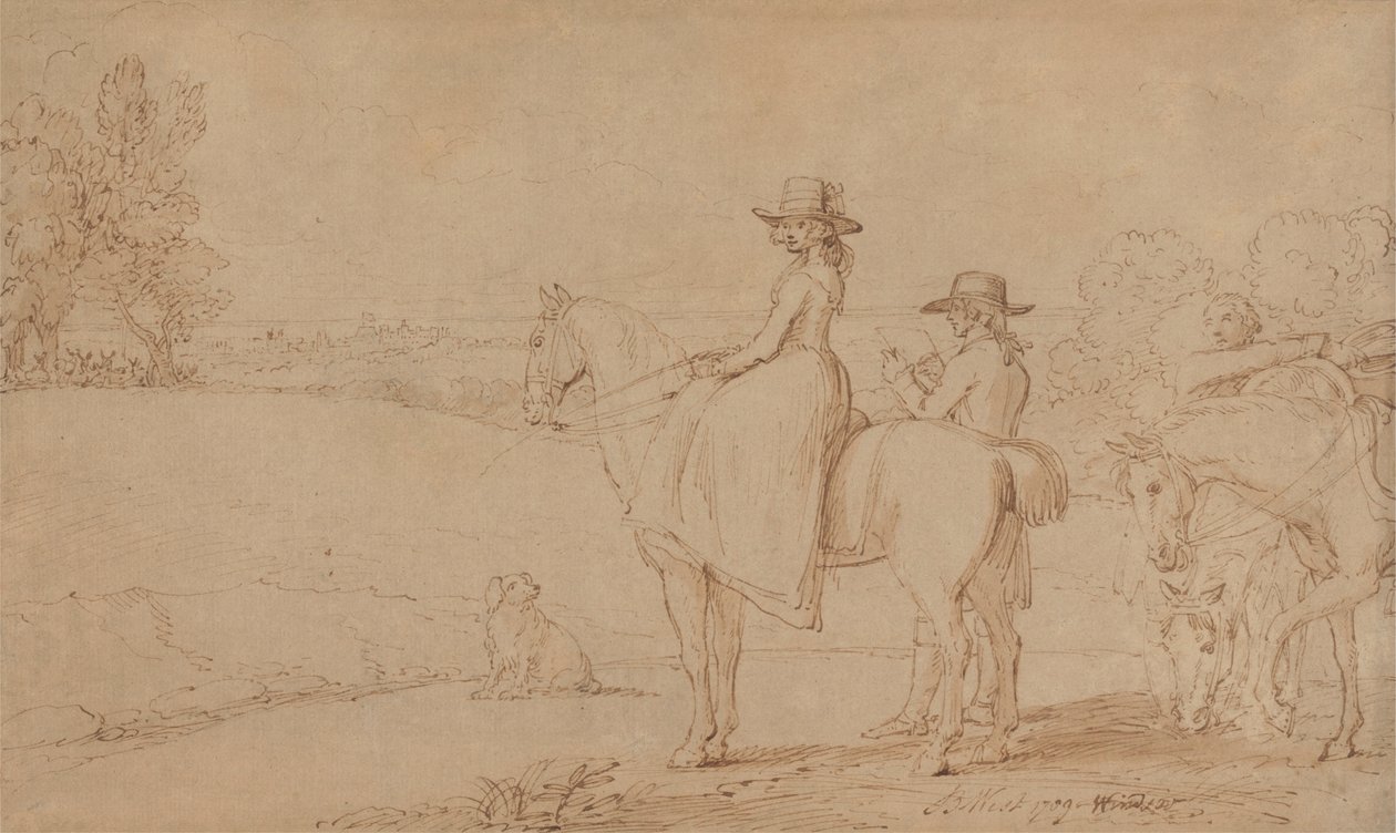 An Artist Sketching in Windsor Park by Benjamin West