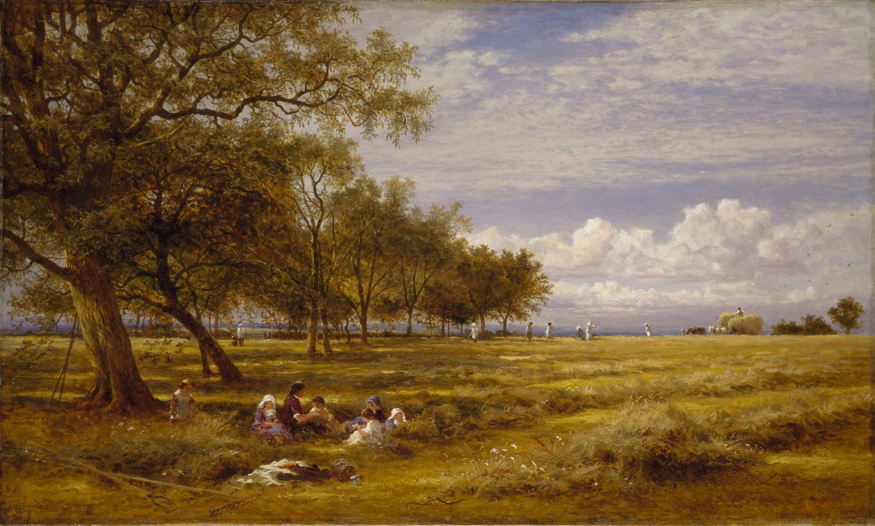 An English Hayfield by Benjamin Williams Leader