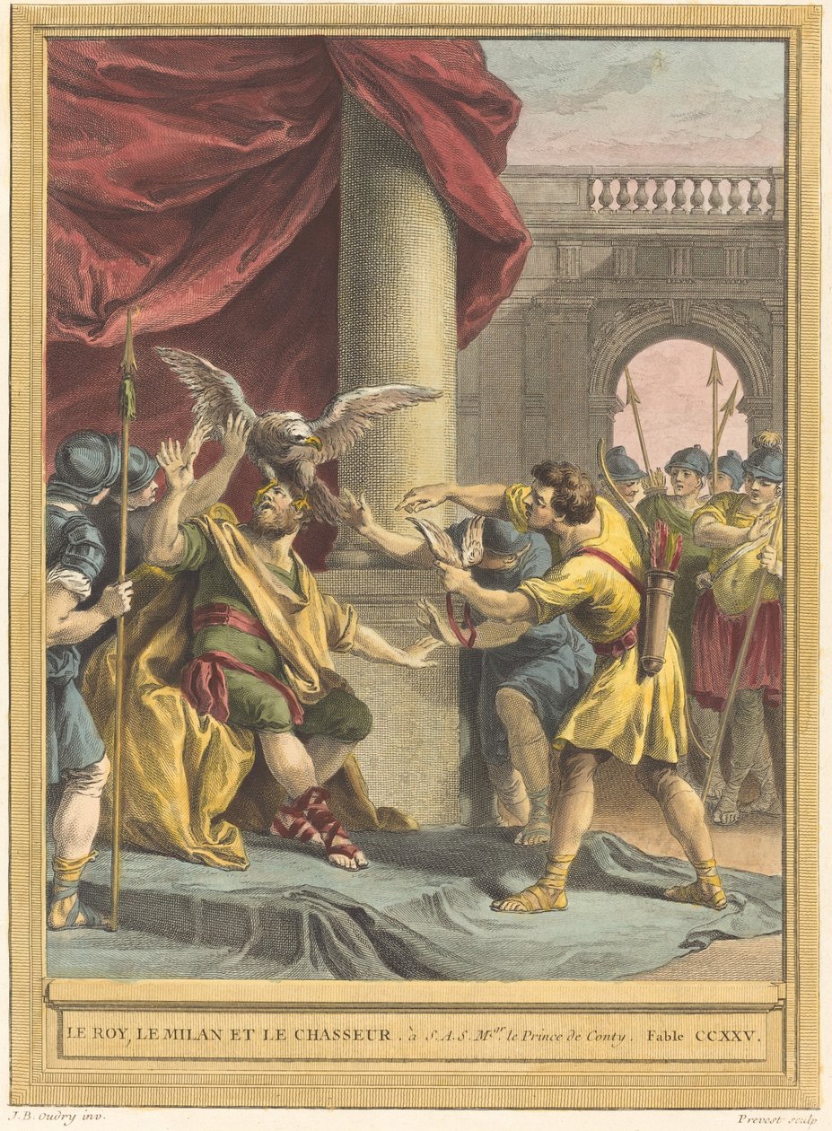 The King, the Kite, and the Hunter by Benoît Louis Prévost after Jean Baptiste Oudry
