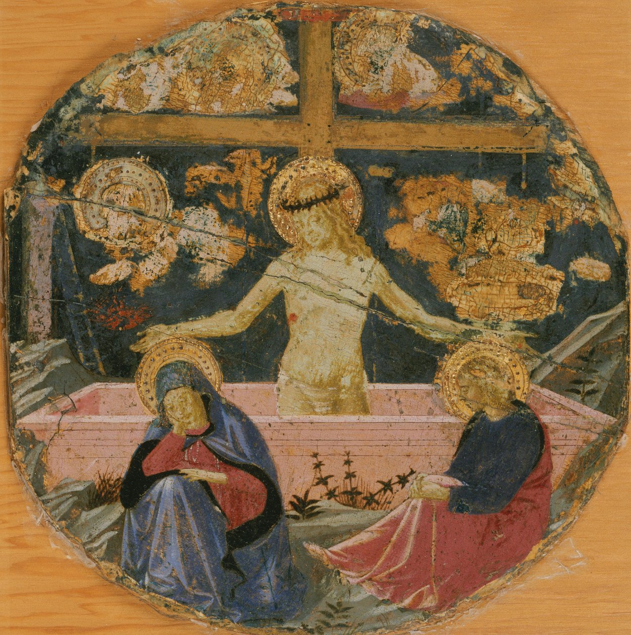 The Man of Sorrows, with the Mourning Virgin, Saint John the Evangelist, and Symbols of the Passion, c. 1447 by Benozzo Gozzoli