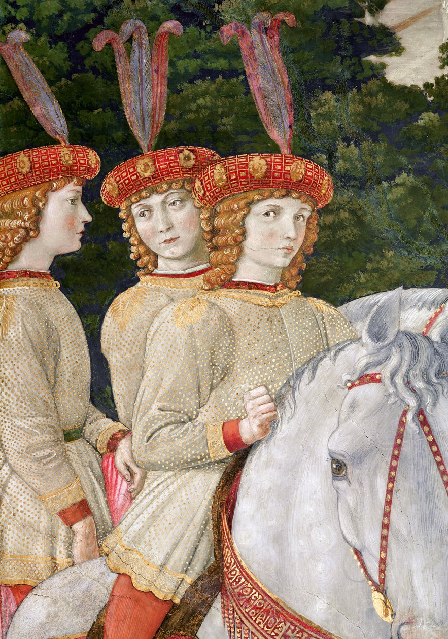 Maria, Bianca and Nannina Medici, younger sisters of Lorenzo and Giuliano, detail from the Journey of the Magi cycle in the chapel, c.1460 by Benozzo di Lese di Sandro Gozzoli