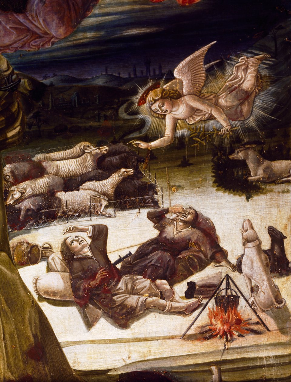An angel and shepherds (detail) by Benvenuto di Giovanni