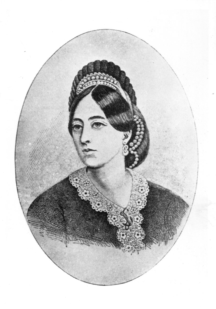 Portrait of Jane Francesca Agnes Wilde, engraved by W.M. Oldham by Bernard Mulrenin