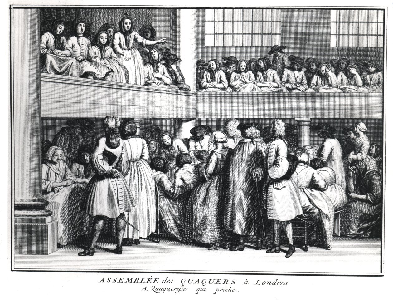 A Quaker Assembly in London by Bernard Picart