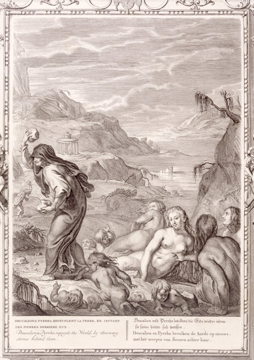 Deucalion and Pyrrha Repeople the World by Throwing Stones Behind Them by Bernard Picart