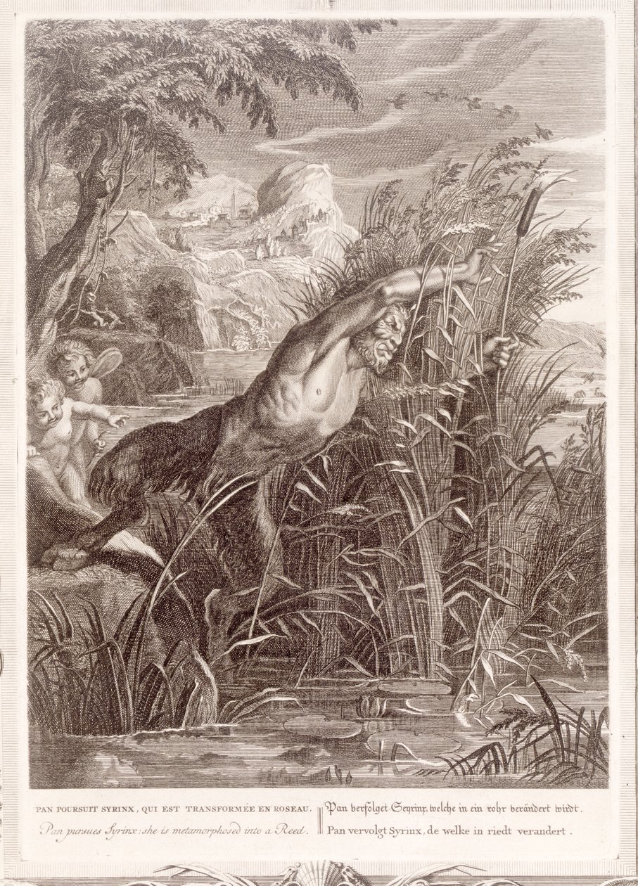 Pan Pursues Syrinx: She is Transformed into a Reed, 1731 by Bernard Picart