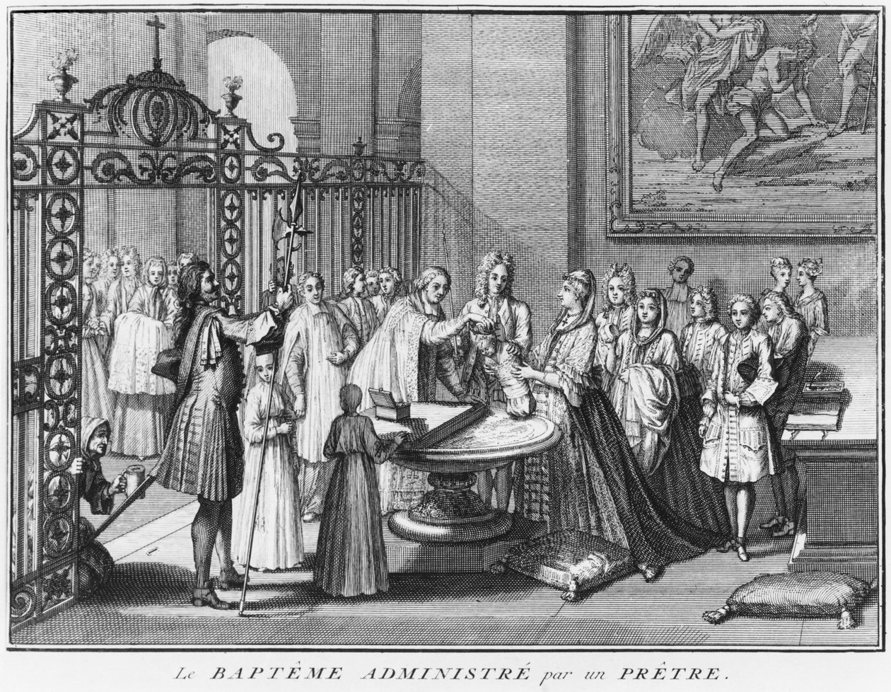 Priest baptising, illustration from 