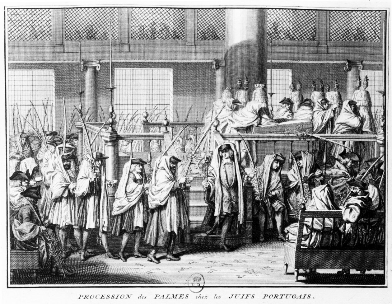 Procession of Palms (Hoschana Rabah) During the Festival of Tabernacles Among Portuguese Jews, 1725 by Bernard Picart