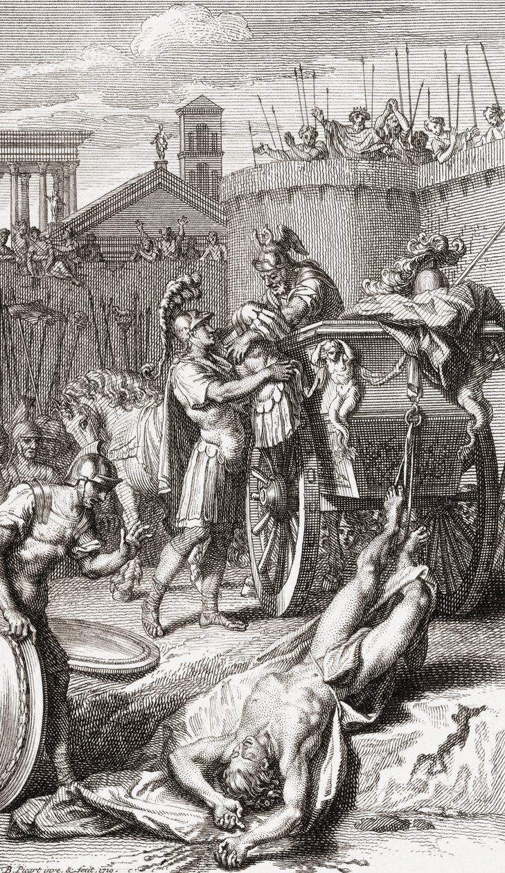 The death of Achilles by Bernard (after) Picart