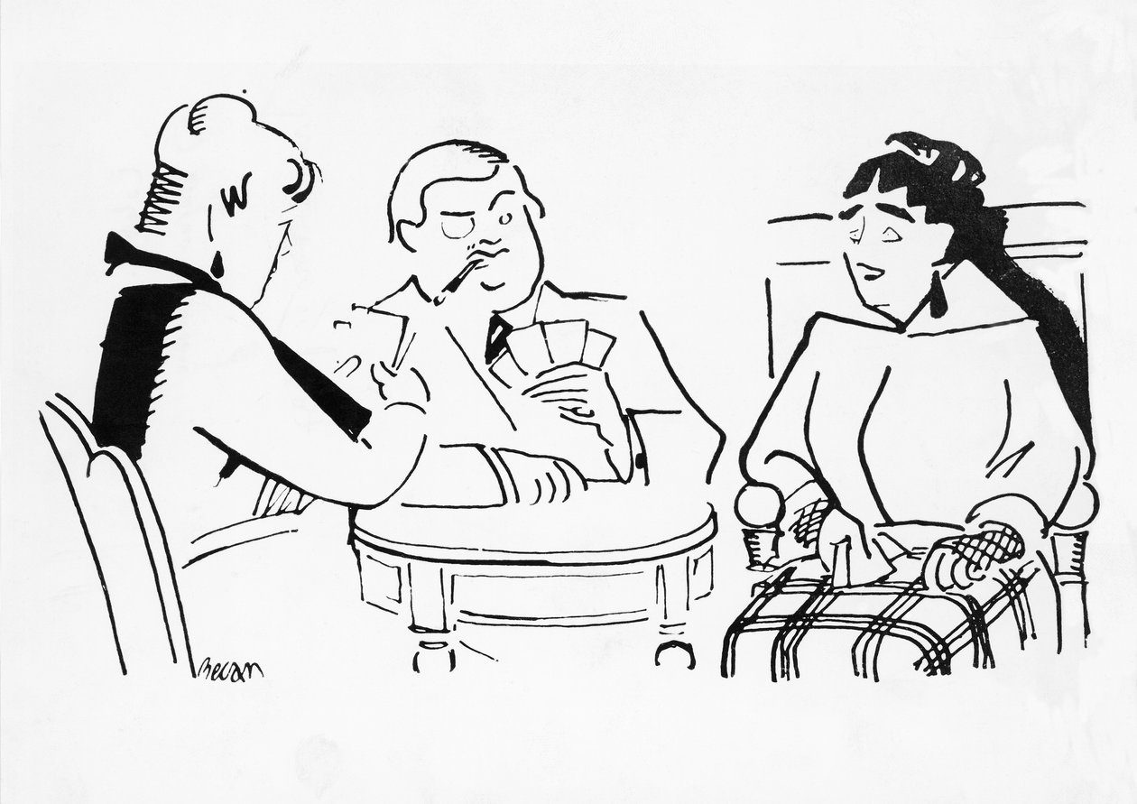 Card game, illustration for Cheri, novel by Sidonie-Gabrielle Colette by Bernard Becan