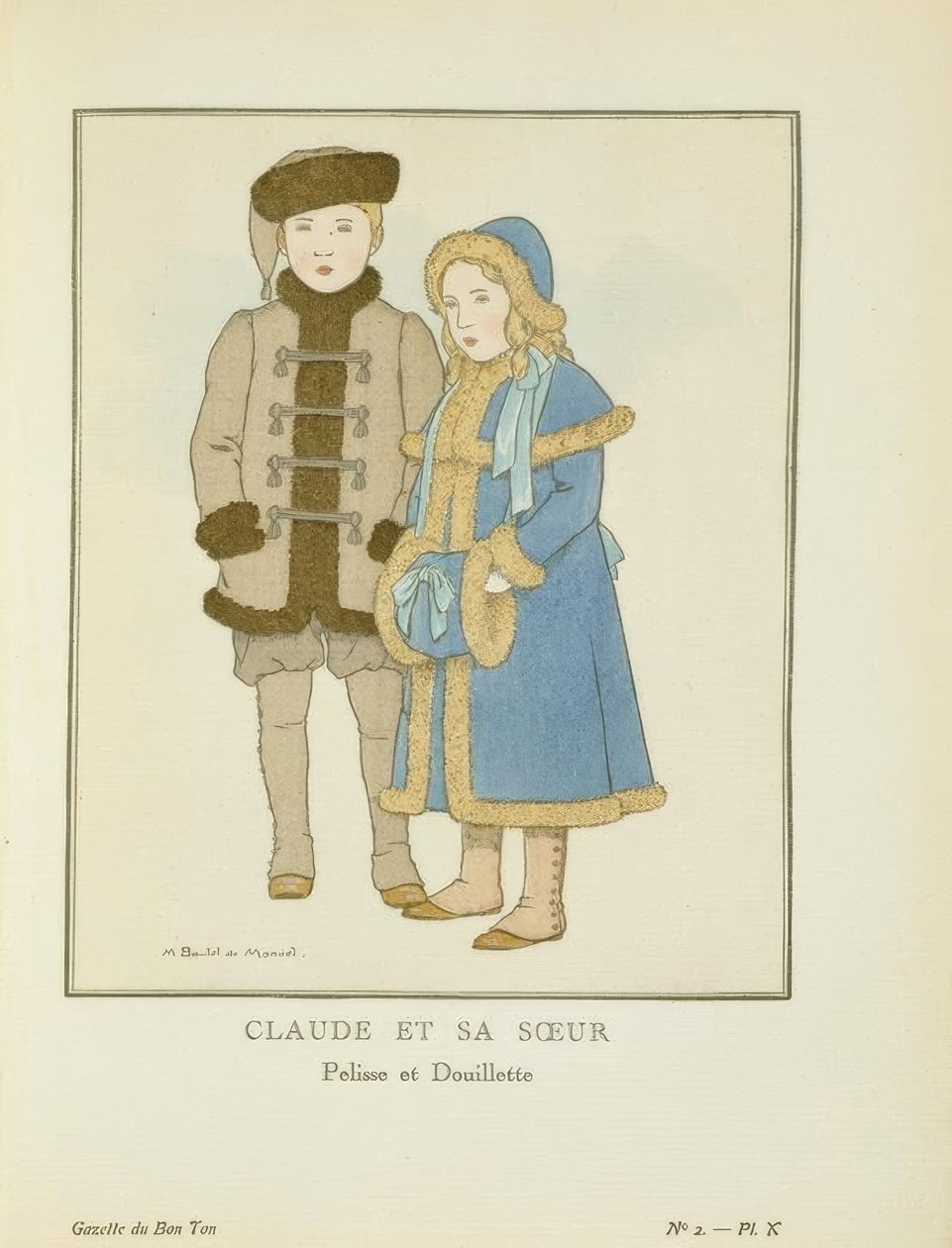 Claude and His Sister - Pelisse and Douilette by Bernard Boutet de Monvel