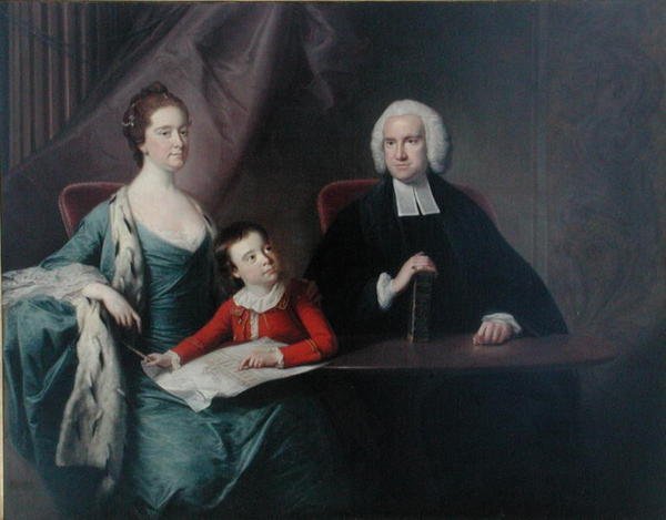 Portrait of Rev. John Fountayne of Melton-on-the-Hill, his Wife, Ann and their Son, Thomas, early 1760s by Bernard Downes