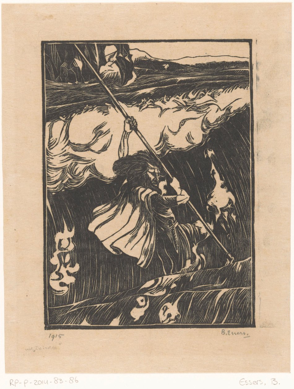 Cuchulainn Fighting the Waves by Bernard Essers (signed by artist)