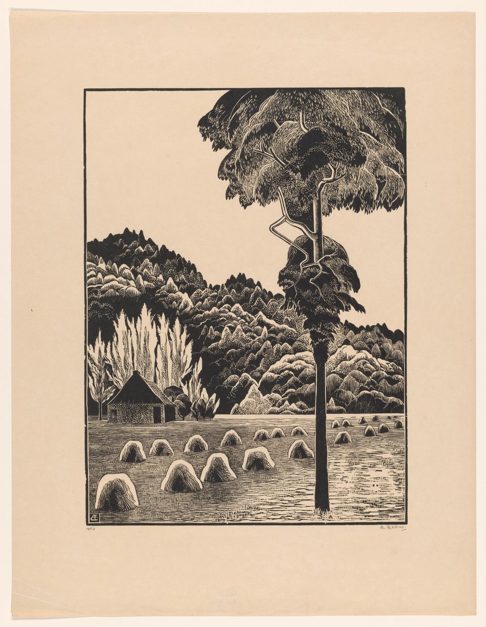 Dune Landscape with Haystacks by Bernard Essers (signed by artist)