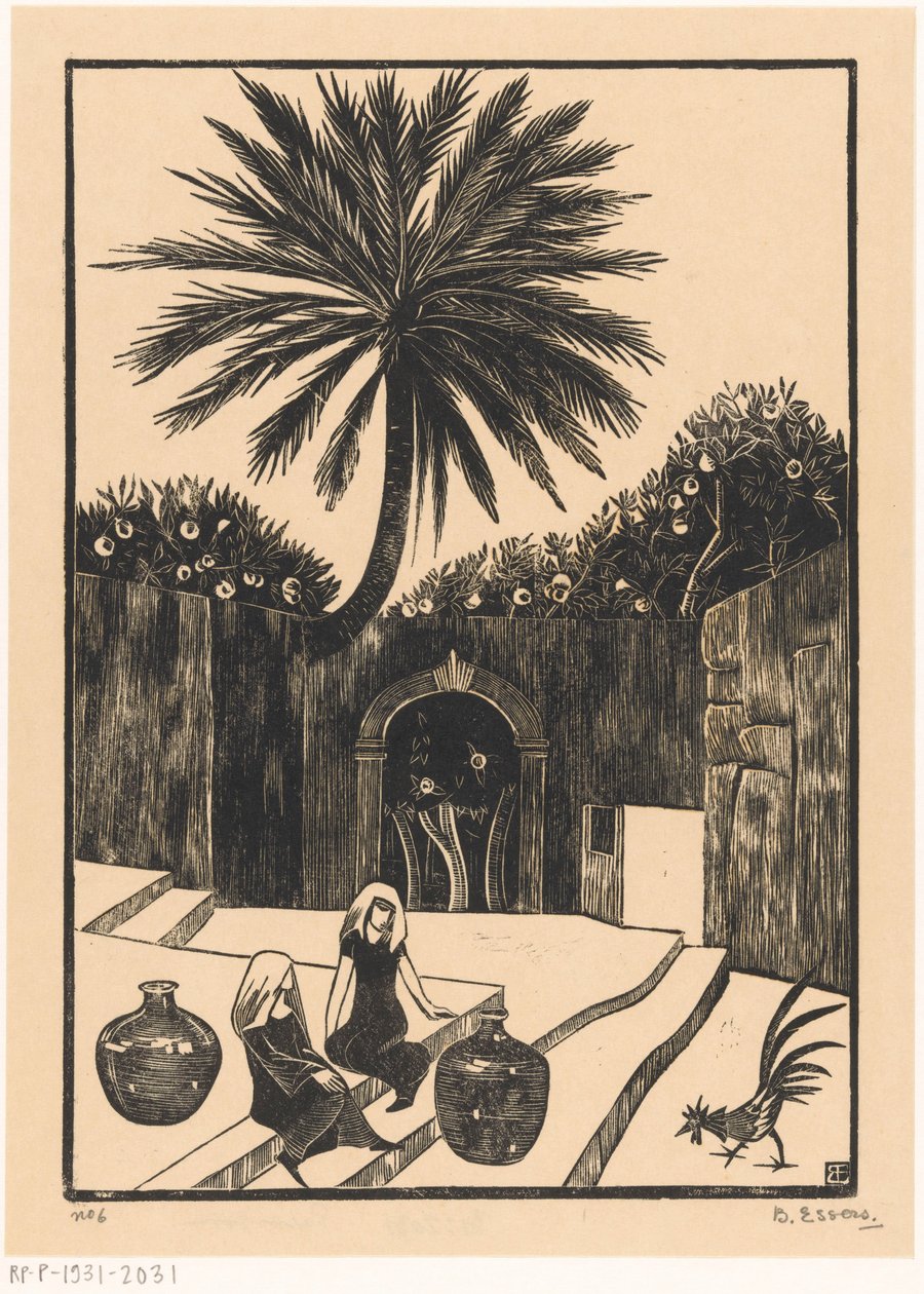 Street with steps in Taormina, Sicily by Bernard Essers (signed by artist)