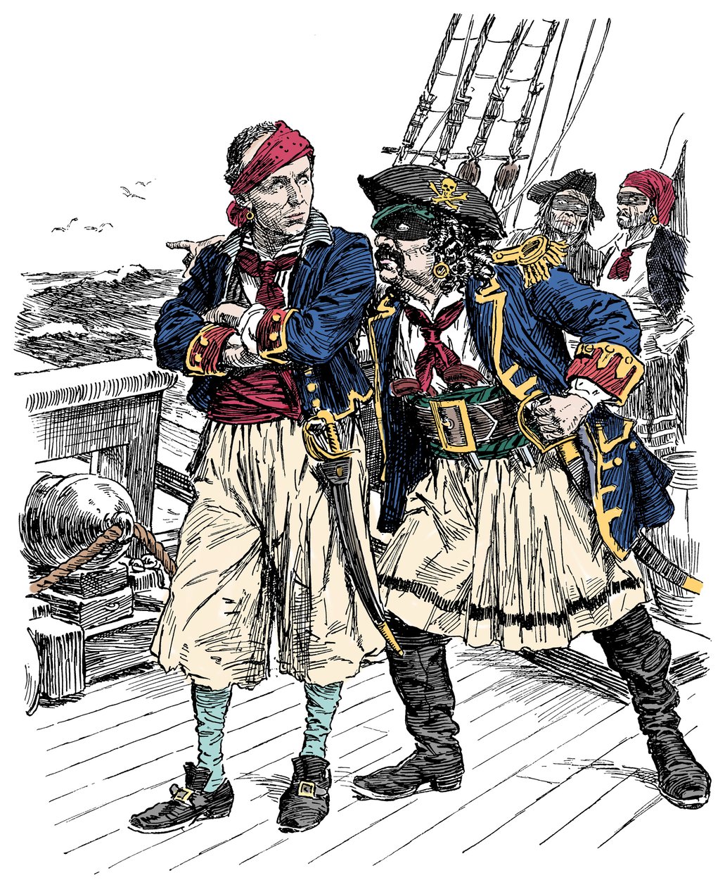 Two Pirates Threatening Illustration by Bernard Partridge from 