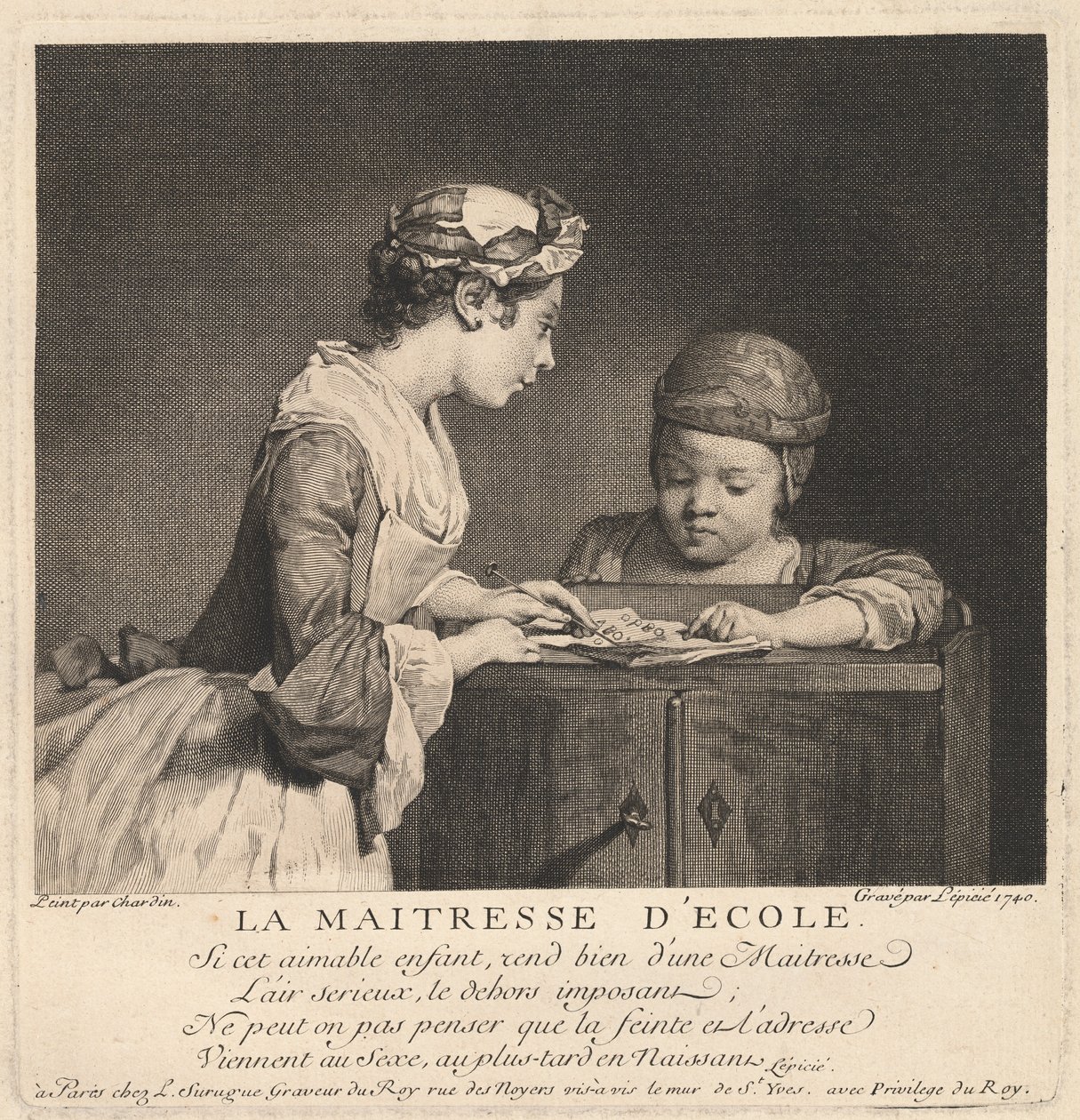 The Schoolmistress by Bernard Lépicié after Jean Siméon Chardin