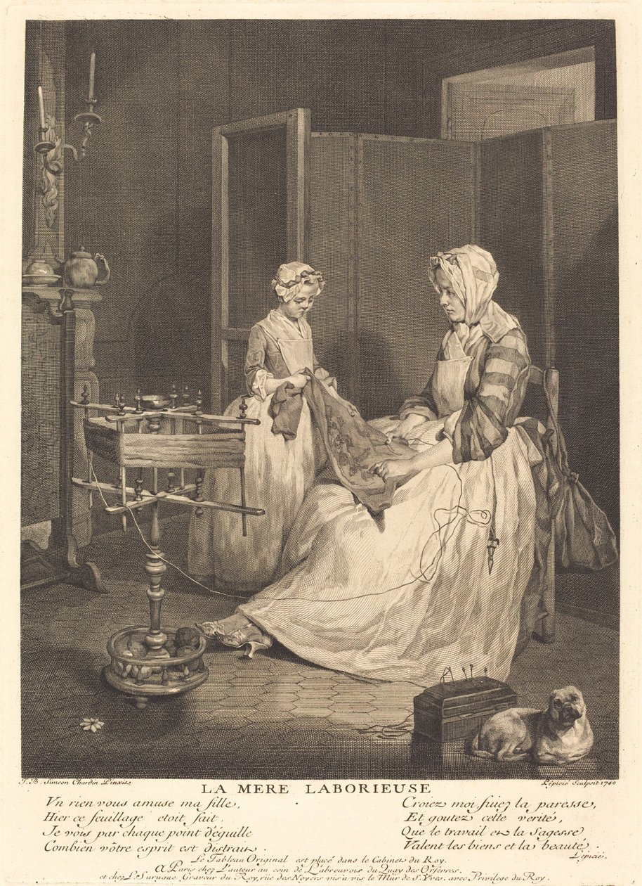 The Industrious Mother by Bernard Lépicié after Jean Siméon Chardin