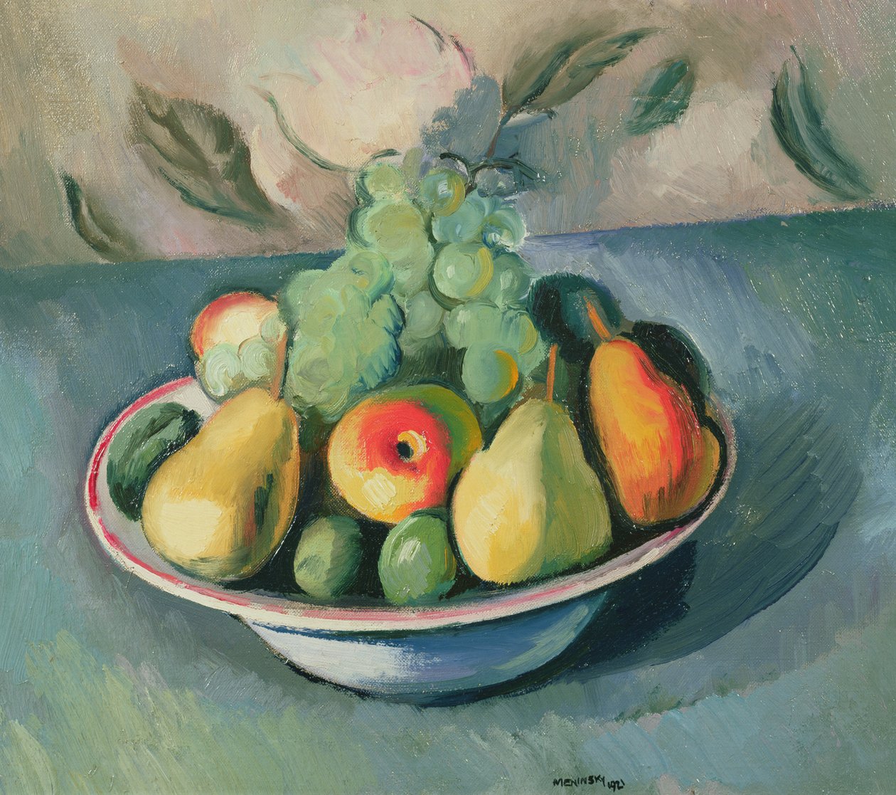 A Still Life of Fruit in a Bowl by Bernard Meninsky