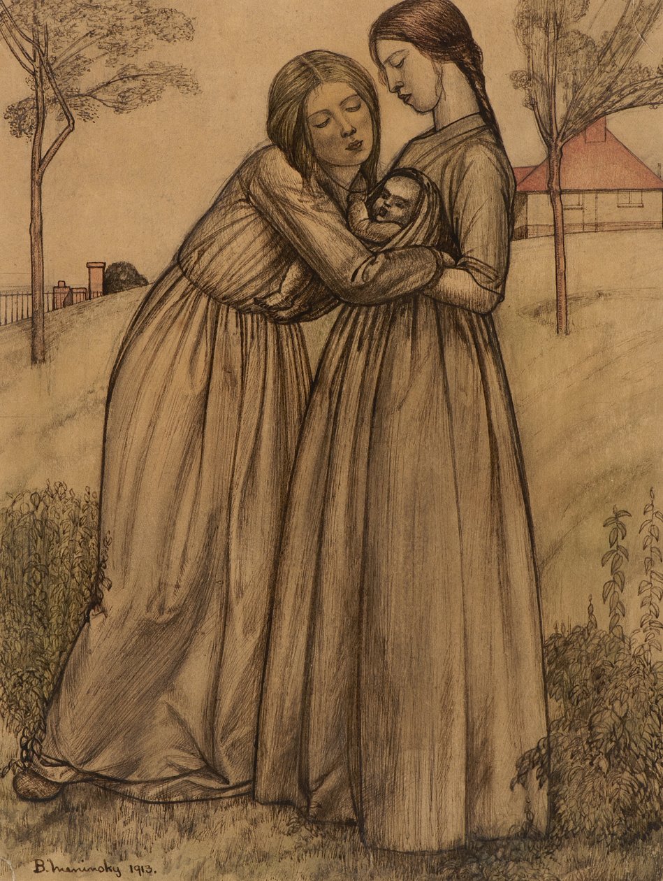 Two Women and Child by Bernard Meninsky