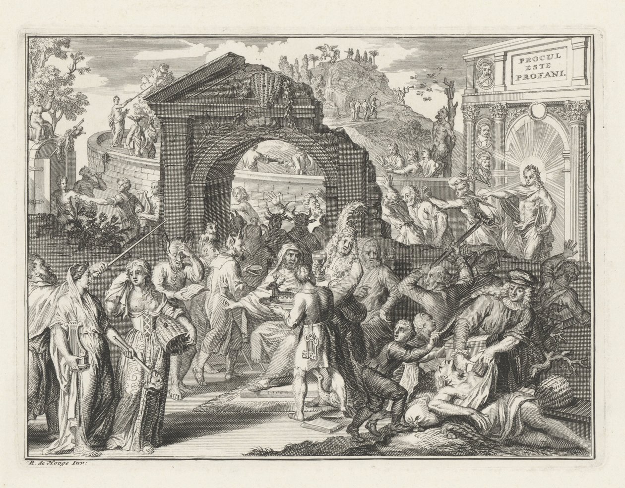 Caricature on the Theater Struggle, ca. 1685 by Bernard Picart (attributed to)