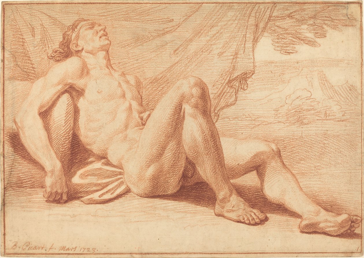 A Reclining Male Nude by Bernard Picart