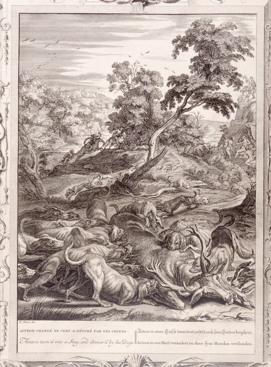 Actaeon Turned into a Stag and Devoured by His Hounds by Bernard Picart