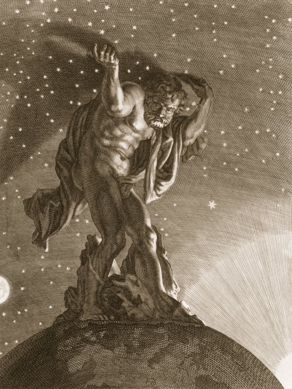 Atlas Supports the Heavens on his Shoulders, 1731 by Bernard Picart